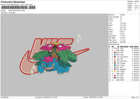 Nike Venusaur Embroidery File 6 sizes