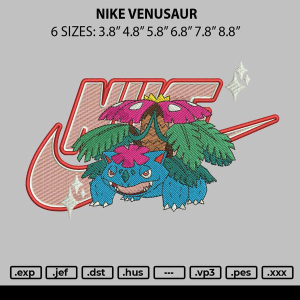 Nike Venusaur Embroidery File 6 sizes