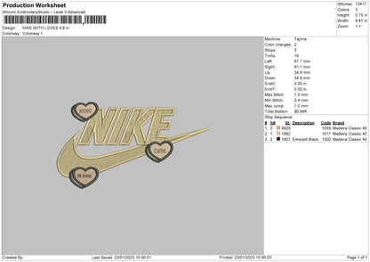 Nike With Loves Embroidery File 6 sizes