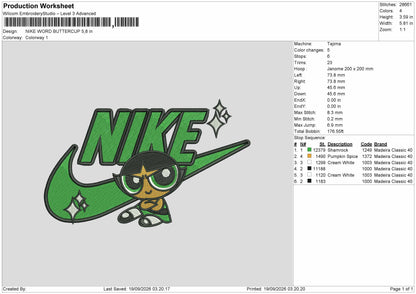 Nike Buttercup 1909 Embroidery Machine Design File 6 sizes