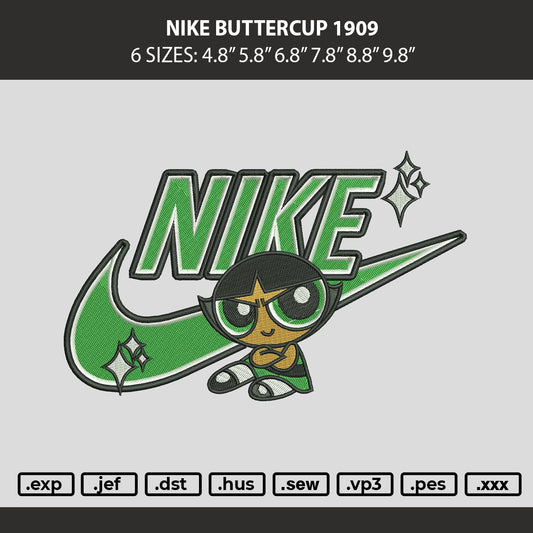 Nike Buttercup 1909 Embroidery Machine Design File 6 sizes