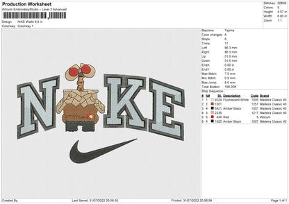 Nike Walle Embroidery File 6 Sizes