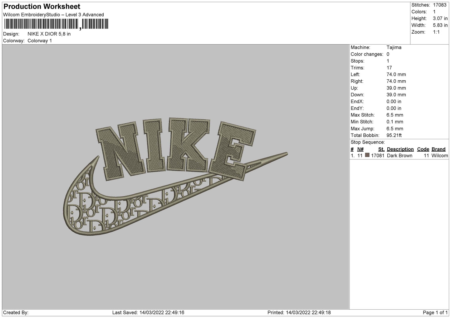 Nike X Dior Embroidery File 4 size