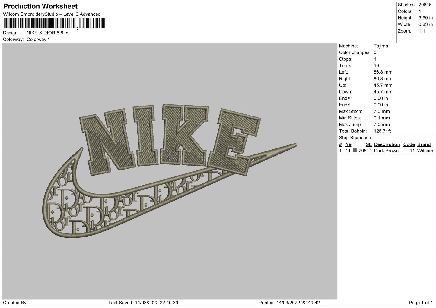 Nike X Dior Embroidery File 4 size