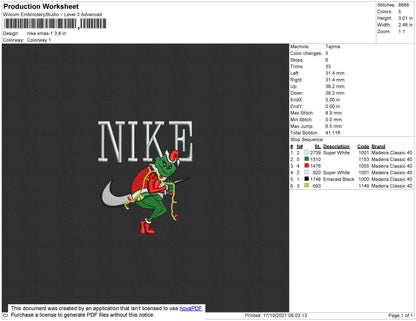 Nike Xmas Embroidery File 4 size