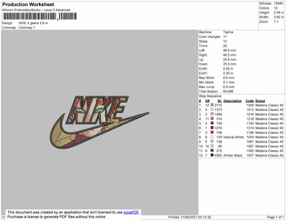 Gaara X Nike embroidery Design