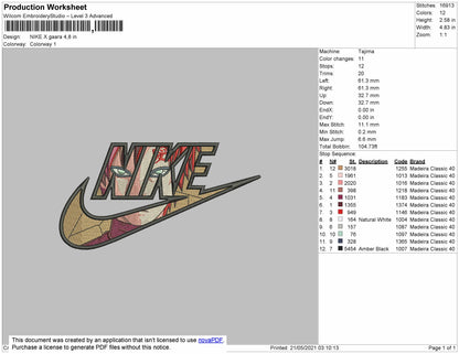 Gaara X Nike embroidery Design