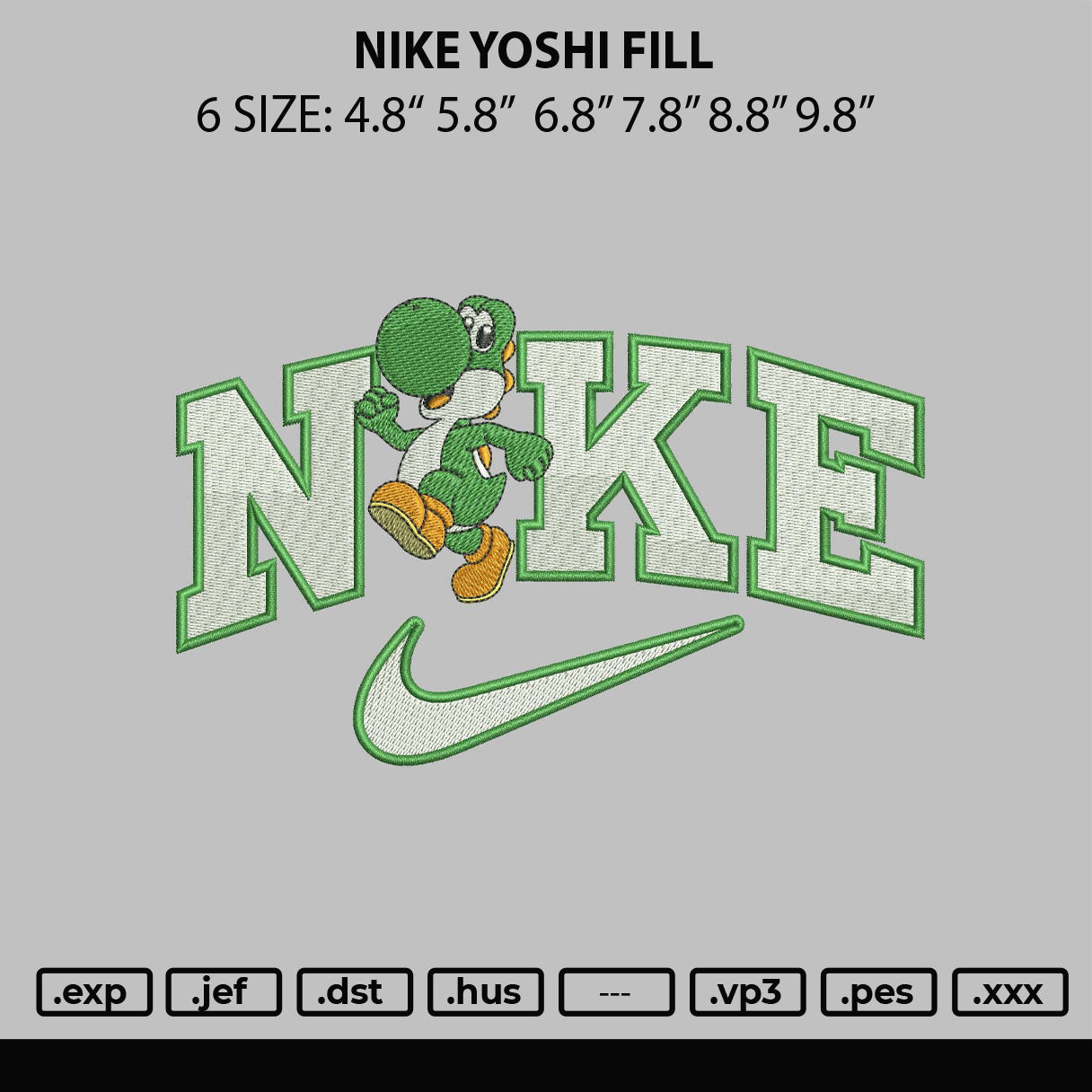 Nike Yoshi Embroidery File 6 sizes