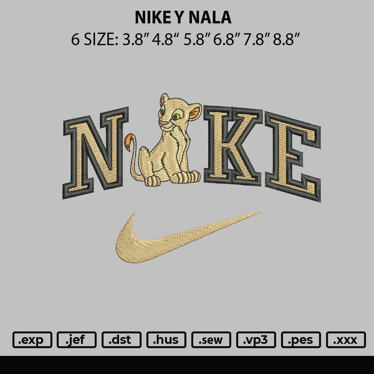 Nike Y Nala Embroidery File 6 sizes