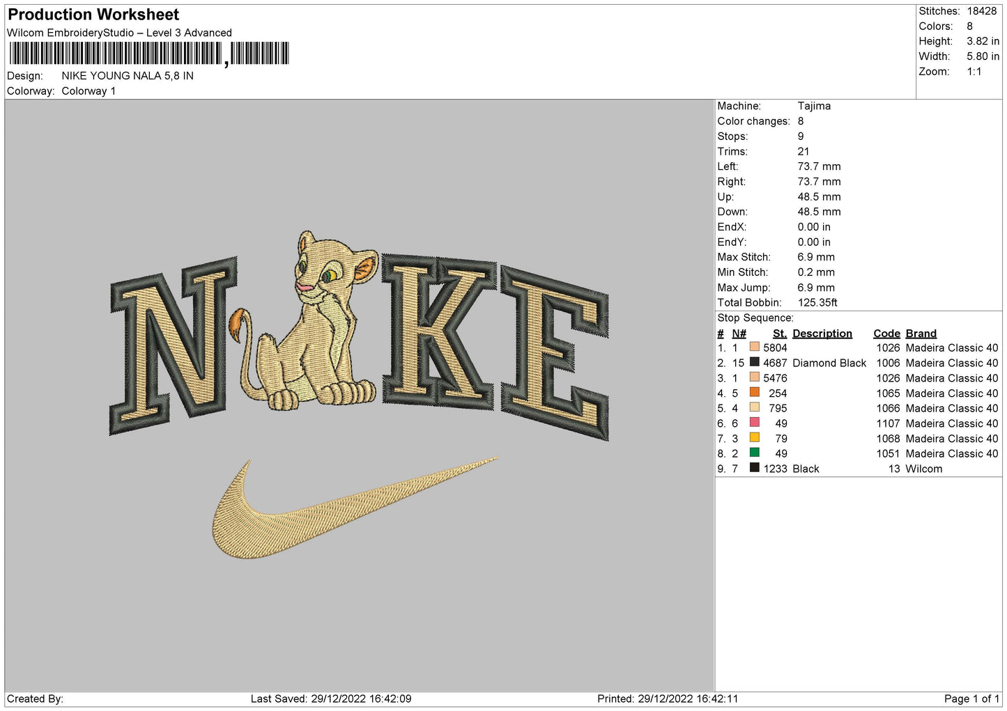 Nike Y Nala Embroidery File 6 sizes