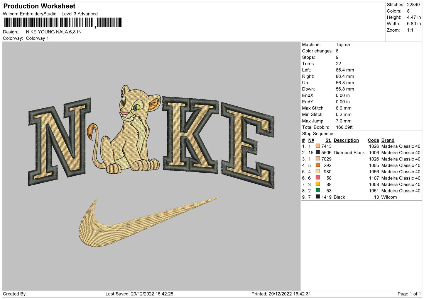 Nike Y Nala Embroidery File 6 sizes