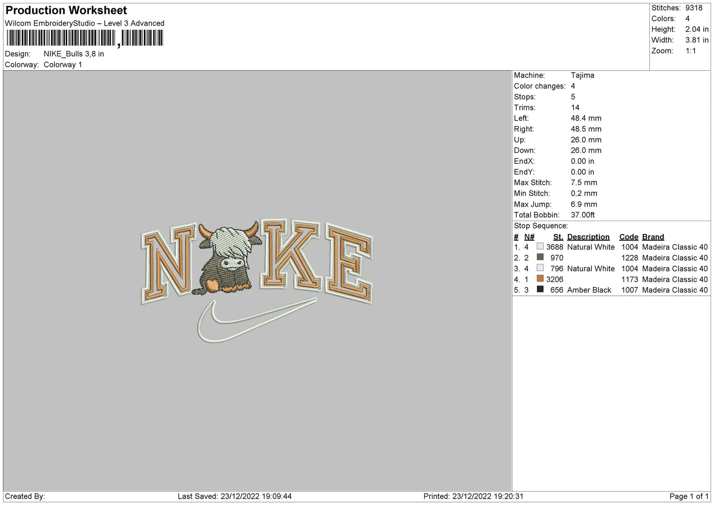 Nike Bulls Embroidery File 6 sizes
