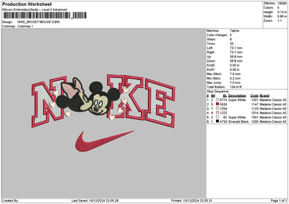 Nike Mickeykiss Embroidery File 6 sizes