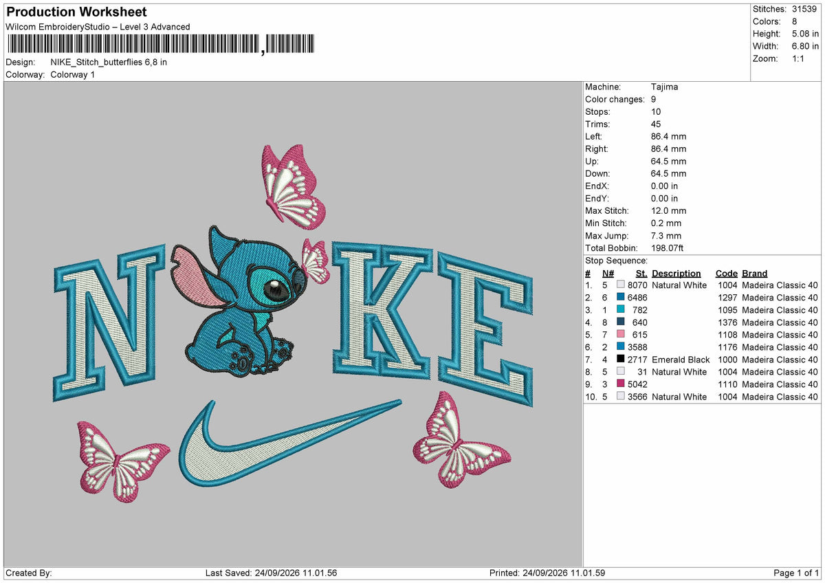 Nike Stitch 2409 Embroidery Machine Design File 6 sizes