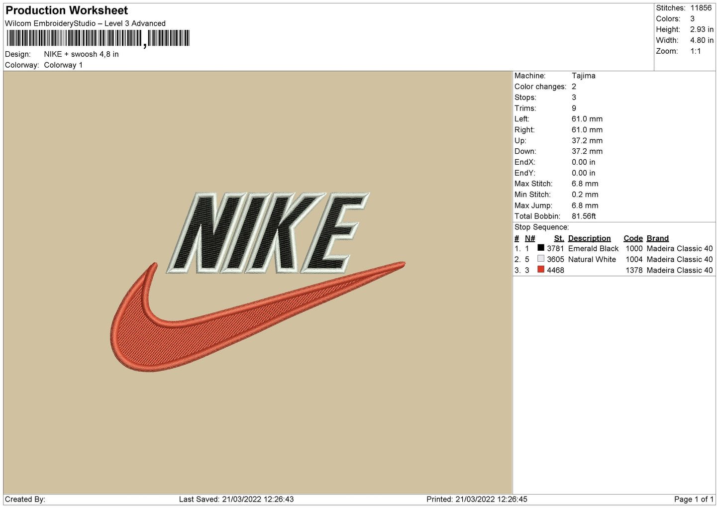 Nike Plus Swoosh Embroidery File 4 size