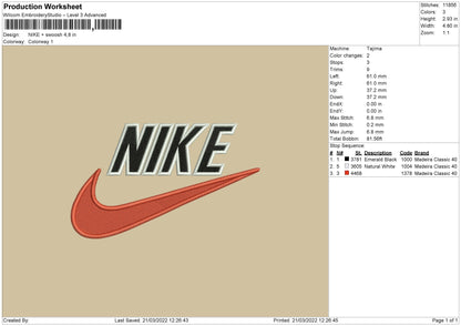 Nike Plus Swoosh Embroidery File 4 size