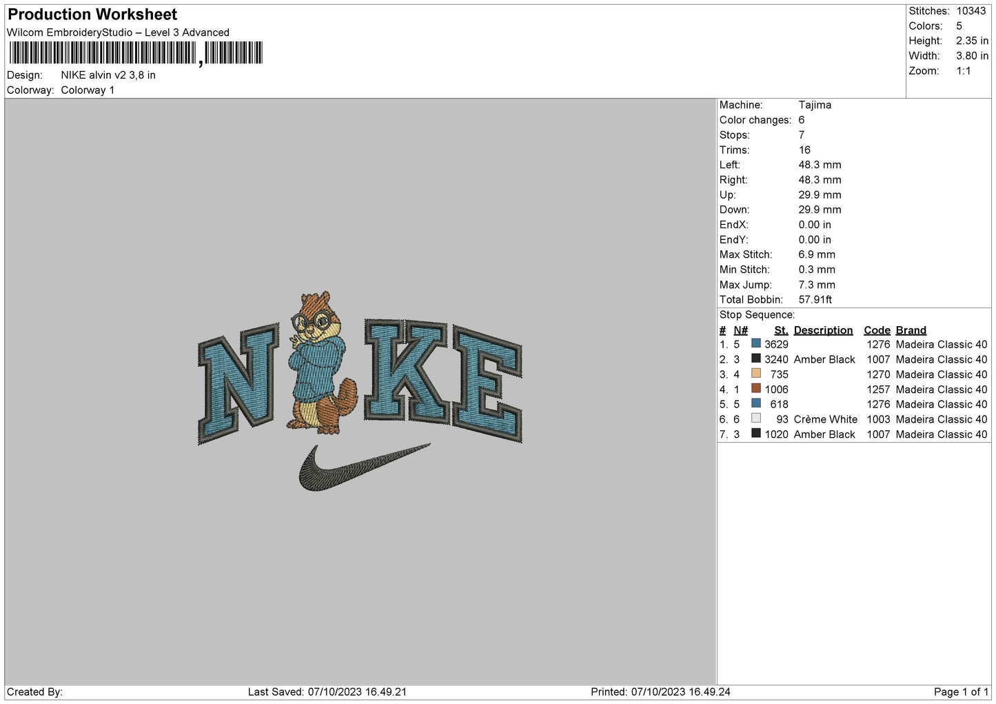 Nike Alvin V2 Embroidery File 6 sizes