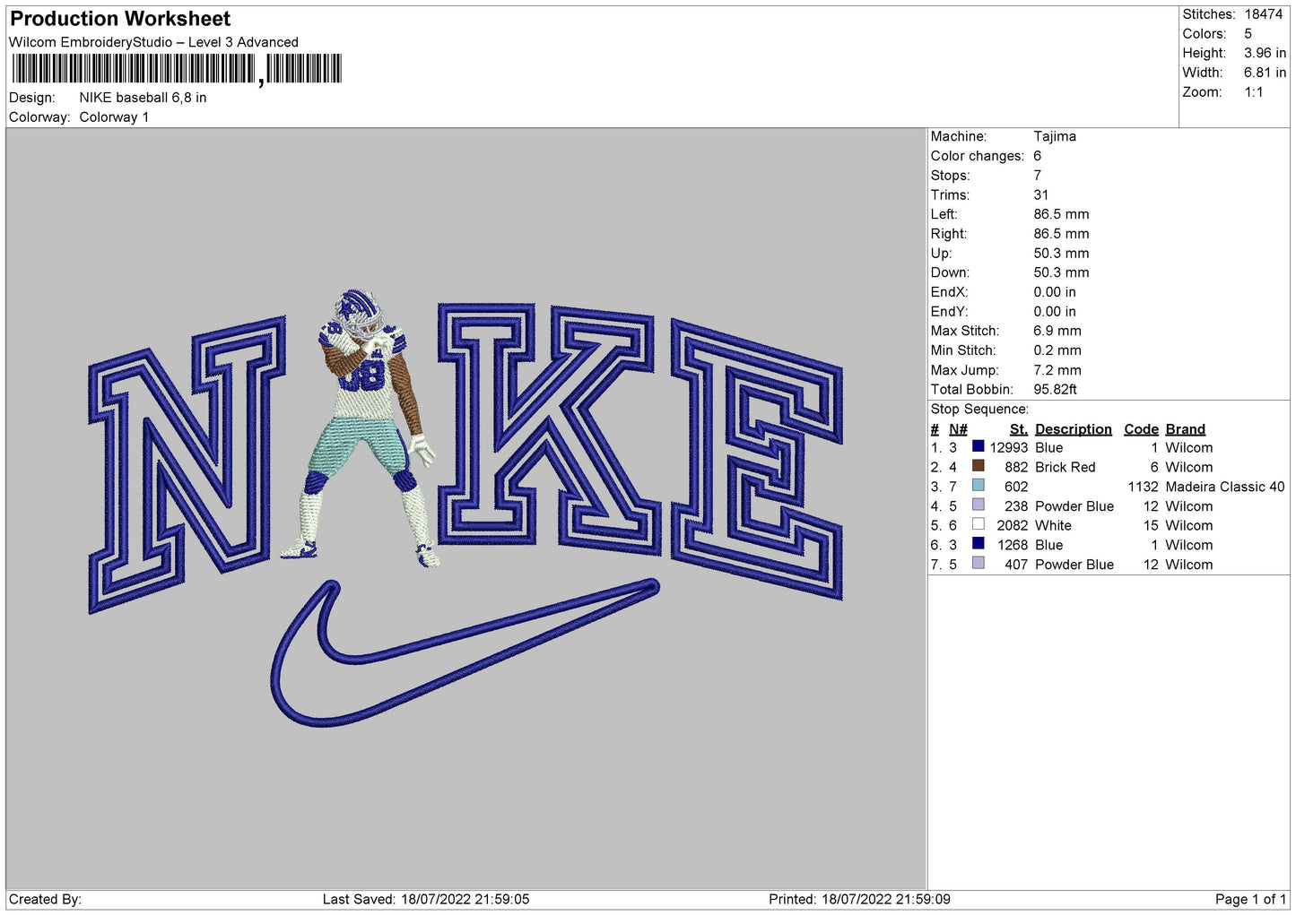 Nike Baseball Embroidery File 4 sizes