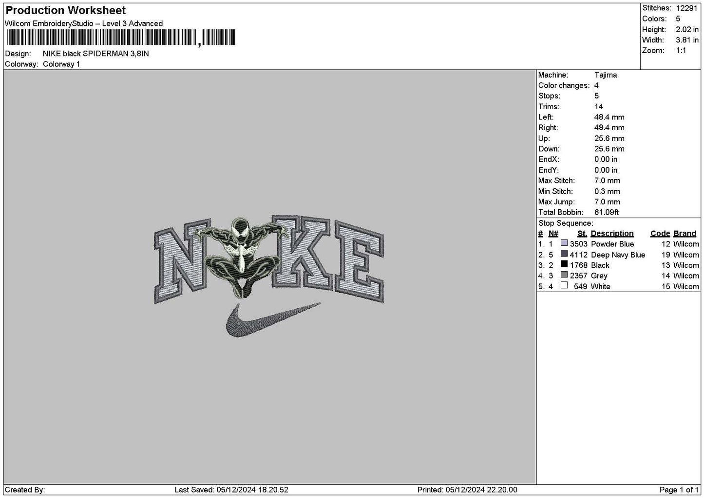Nike Black Spider 02 Embroidery File 6 sizes