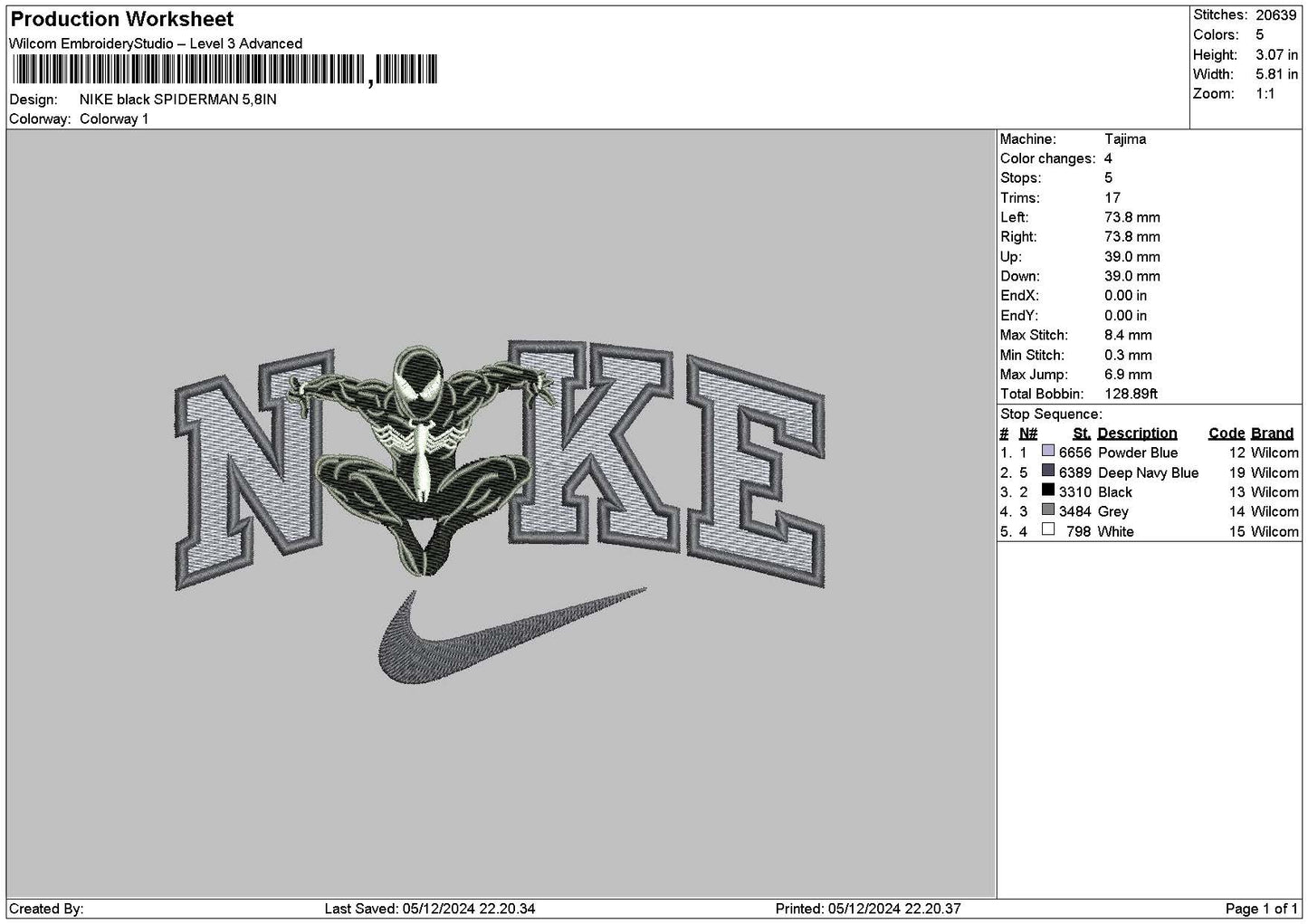 Nike Black Spider 02 Embroidery File 6 sizes