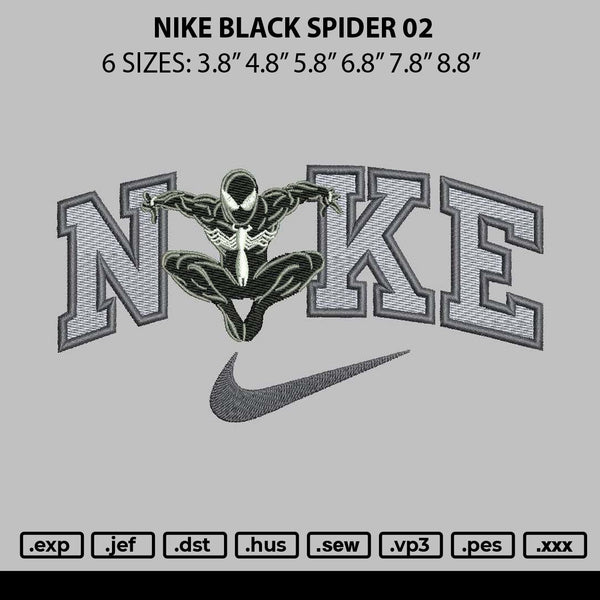Nike Black Spider 02 Embroidery File 6 sizes
