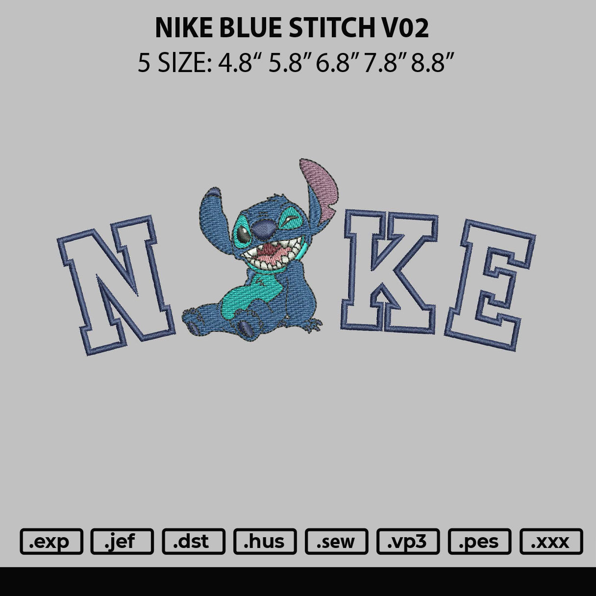 Nike Blue Stitch V02 Embroidery File 6 sizes