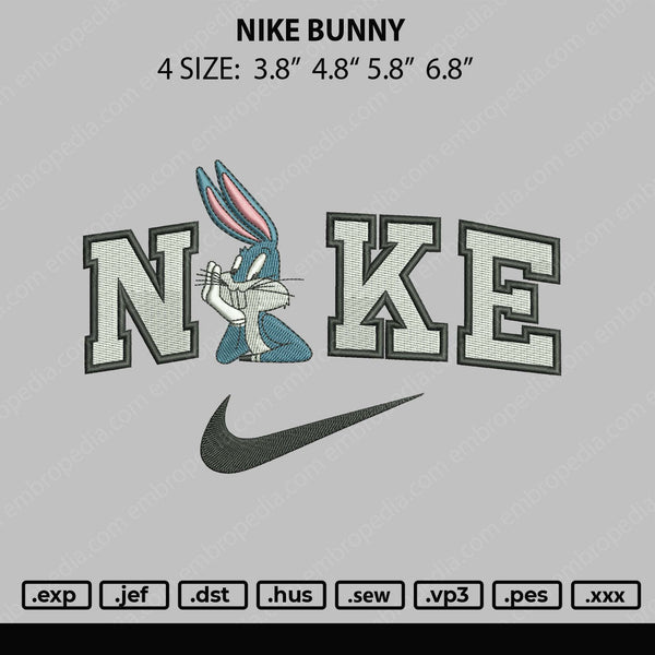 Nike Bunny Embroidery File 4 size