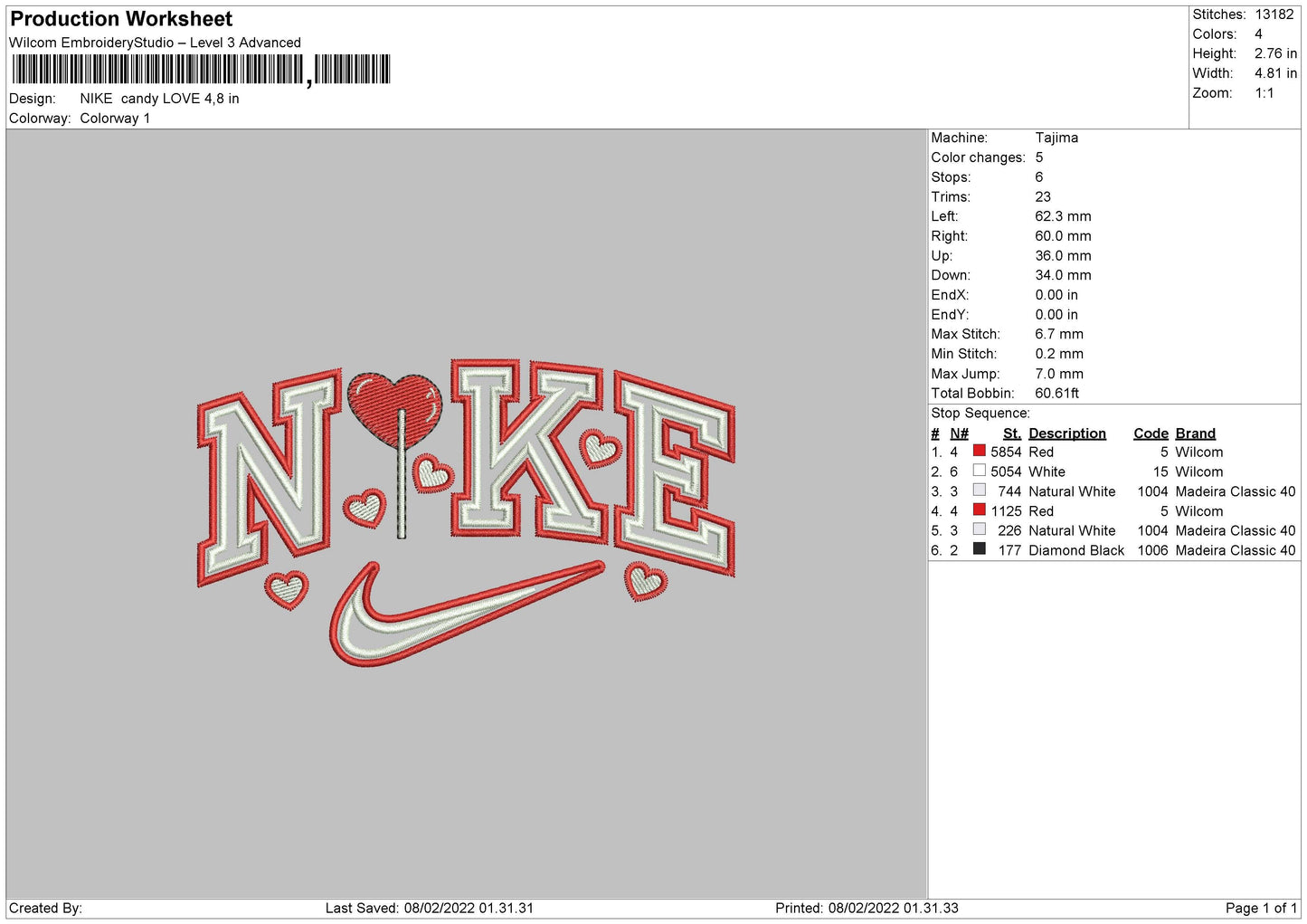 Nike Candy Love Embroidery File 4 size
