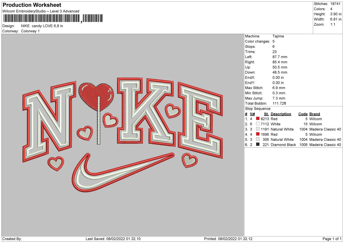 Nike Candy Love Embroidery File 4 size