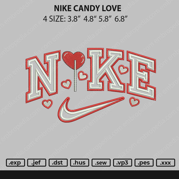 Nike Candy Love Embroidery File 4 size