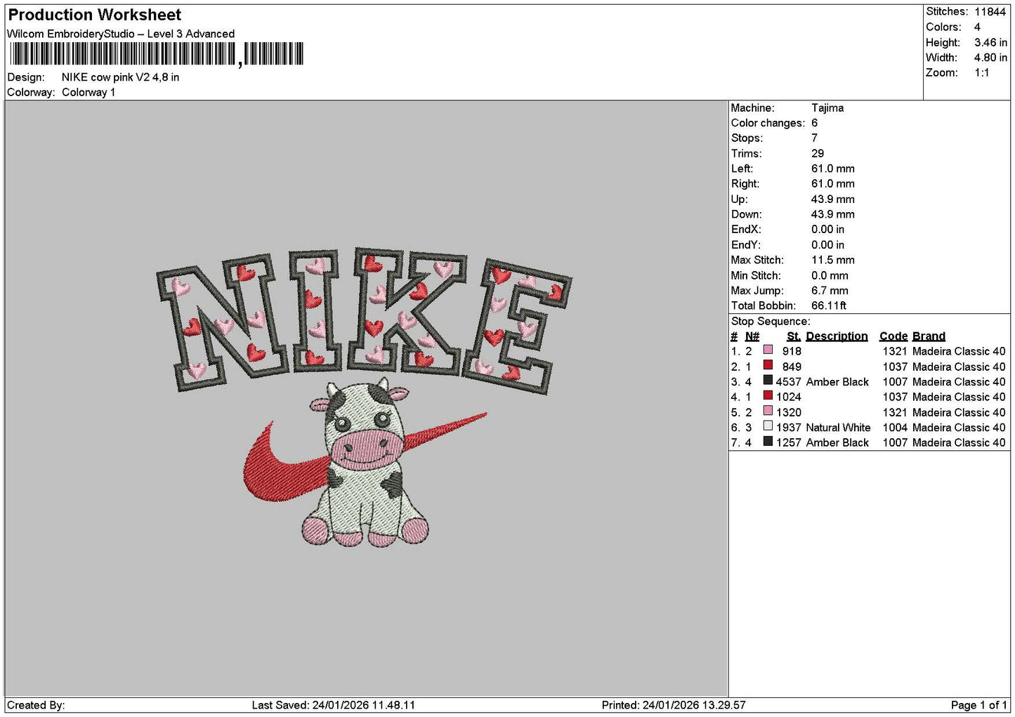 Nike Cow V2 2401 Embroidery File 6 sizes