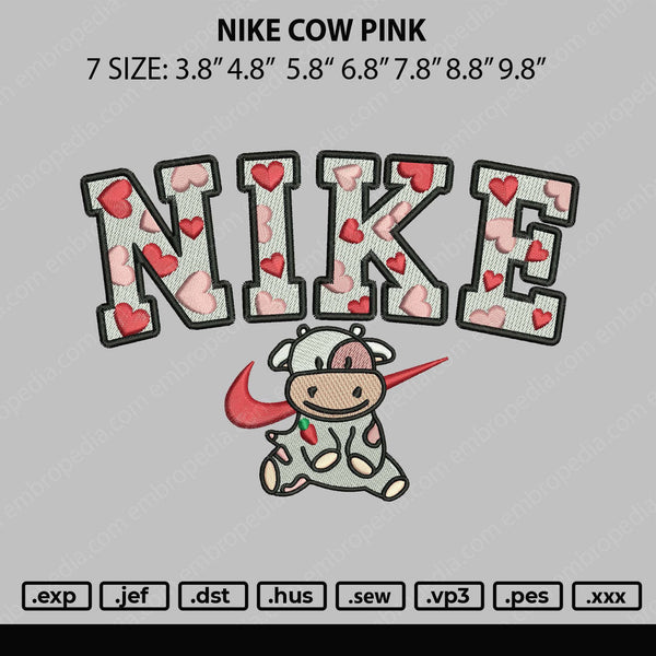 Nike Cow Pink Embroidery File 7 size