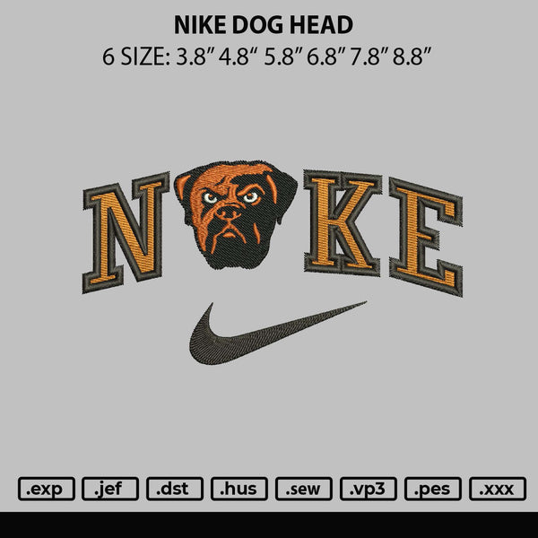 Nike Dog Head Embroidery File 6 Sizes