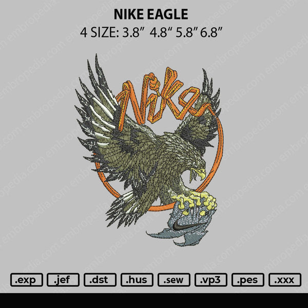 Nike Eagle Embroidery File 4 sizes