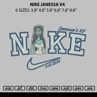 Nike Janessa V4 Embroidery File 6 sizes