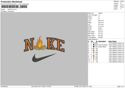 Nike Fire Embroidery File 6 sizes