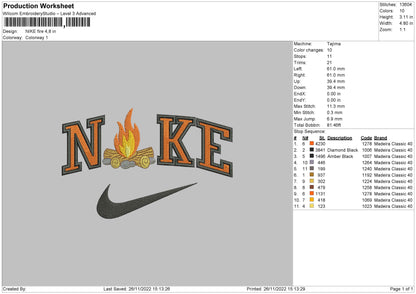 Nike Fire Embroidery File 6 sizes