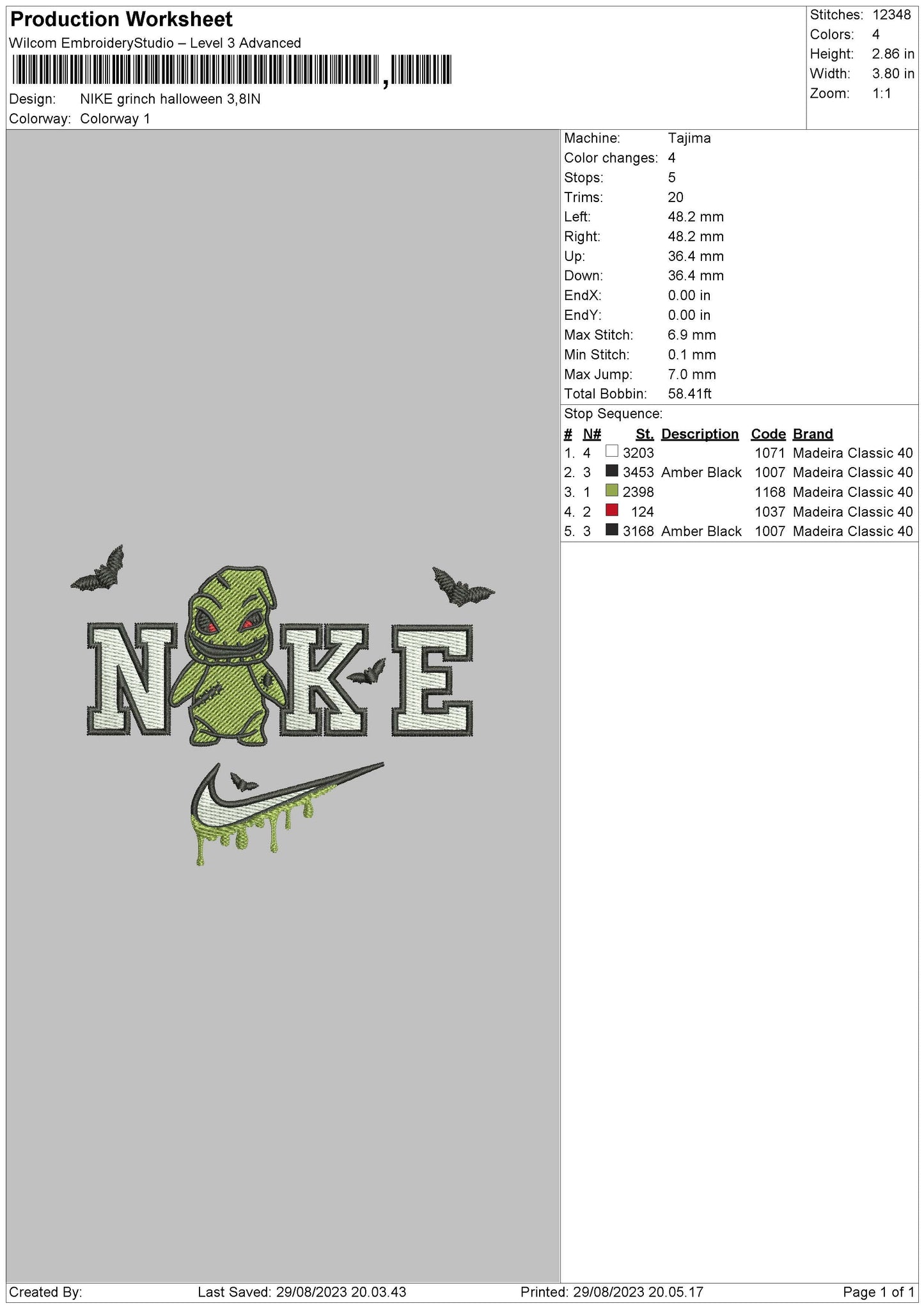 Nike Grinch Halloween Embroidery File 6 sizes