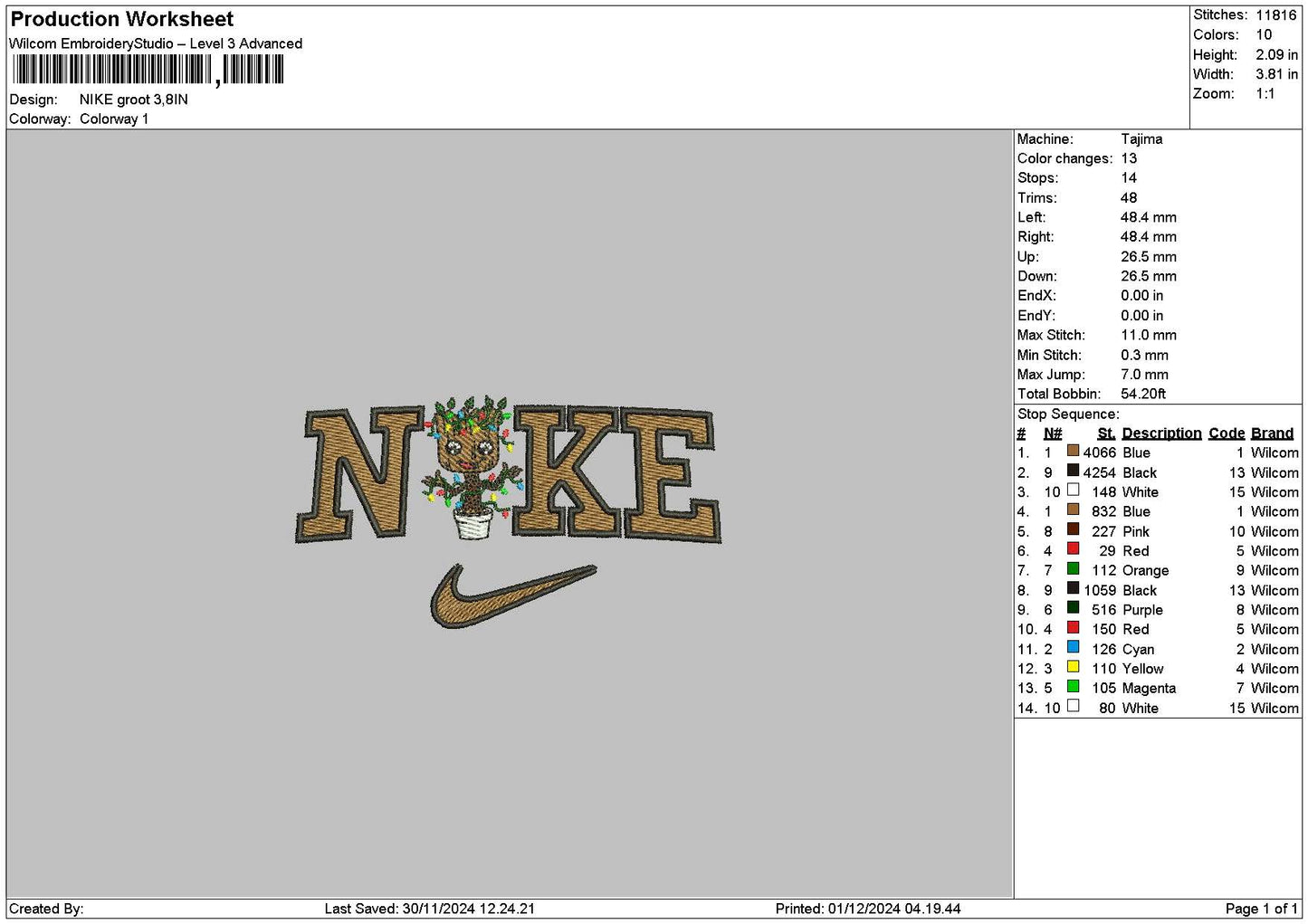 Nike Groot 02 Embroidery File 6 sizes