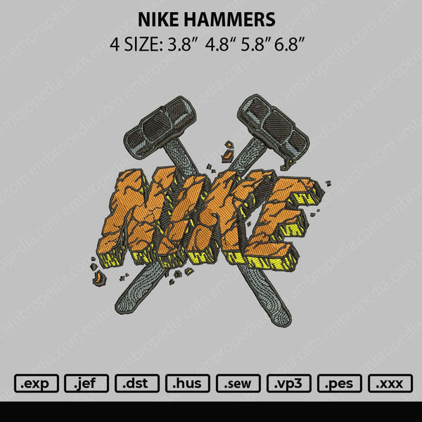 Nike Hammers Embroidery File  sizes