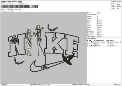 Nike Jack N Sally Embroidery File 6 Sizes