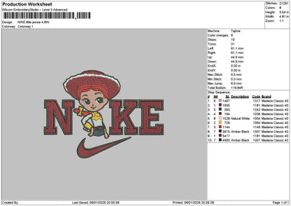 Nike Jessie Chibi Embroidery File 6 sizes