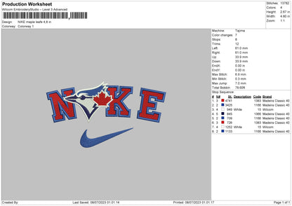 Nike Maple Leafe Embroidery File 6 sizes