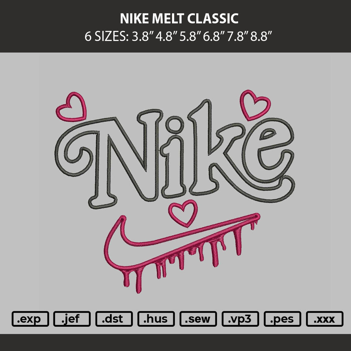 Nike Melt Classic Embroidery Machine Design File 6 sizes