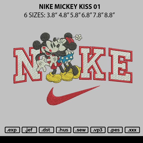 Nike Mickey Kiss Embroidery File 6 sizes