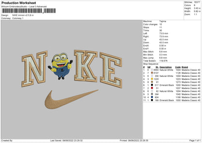 Nike Minion V2 Embroidery File 4 size
