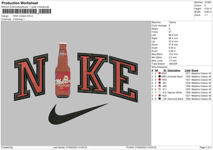 Nike Molson Embroidery File 5 sizes