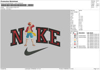 Nike Monkey D Lufyy Embroidery File 5 sizes