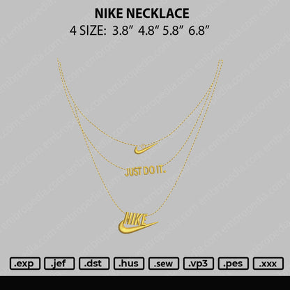 Nike Necklace Embroidery File 4 size