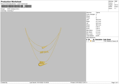 Nike Necklace Embroidery File 4 size